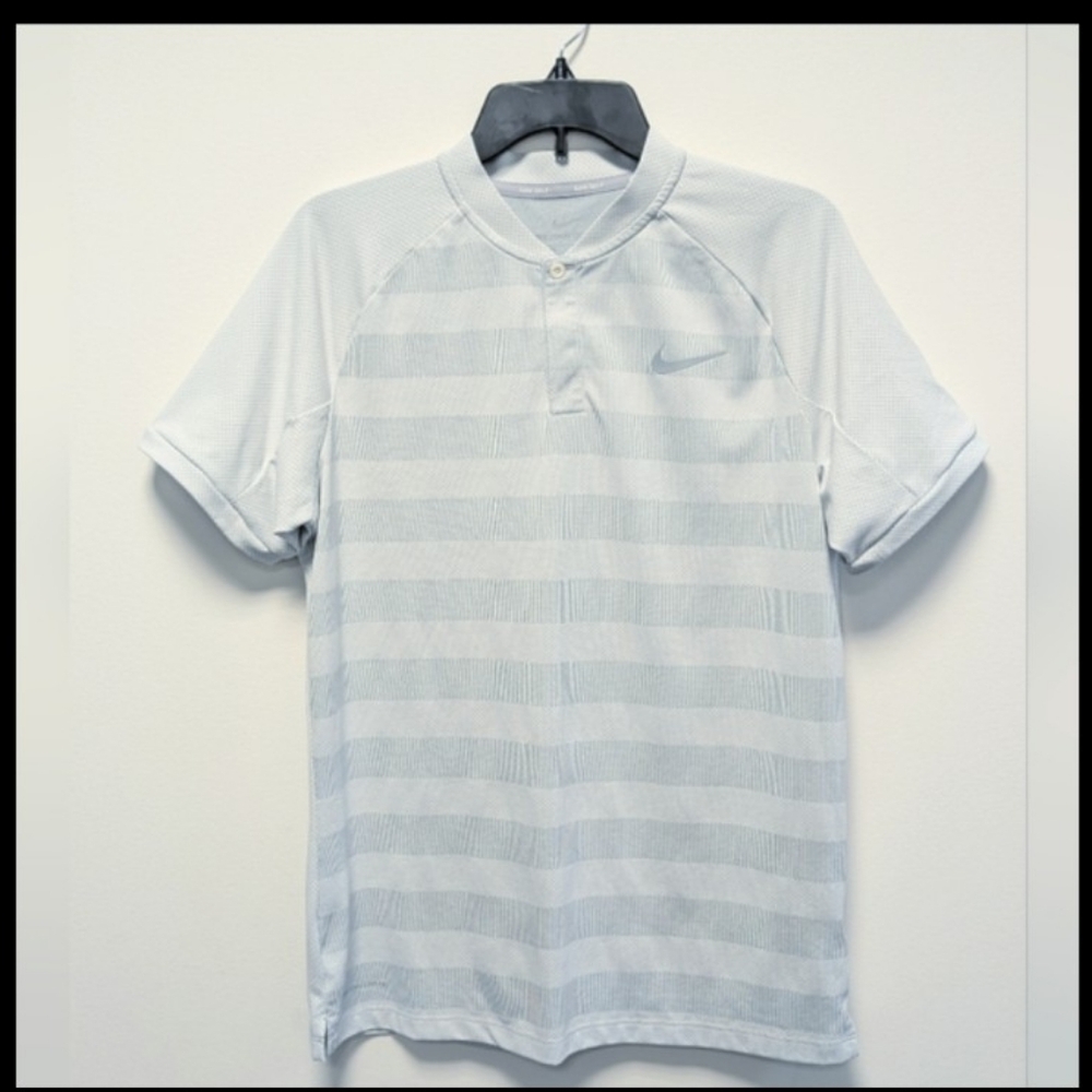 Nike Zonal Cooling Men's M Stripe Polo Lightweight White - Picture 4 of 13